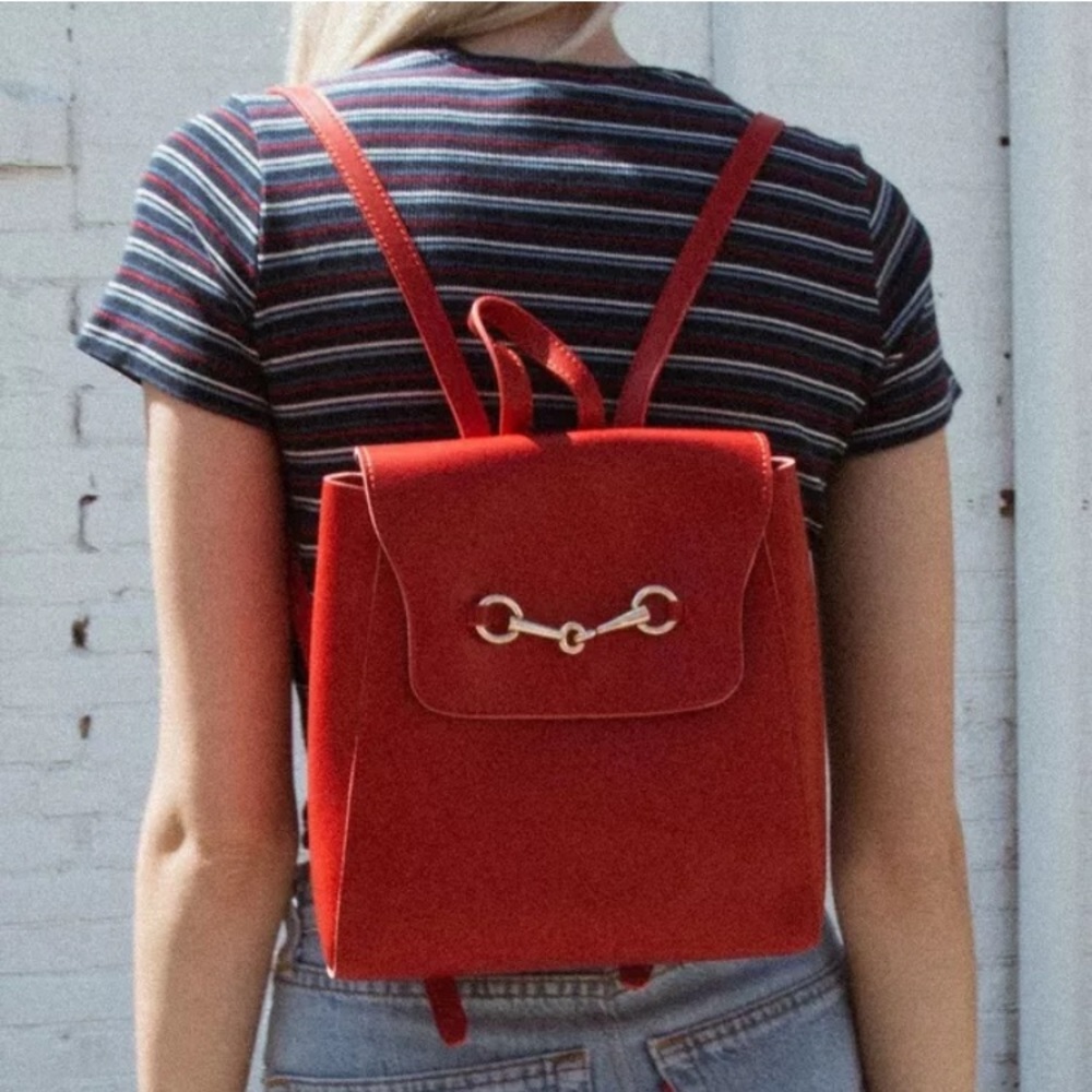 Brandy melville faux leather red backpack hand bag